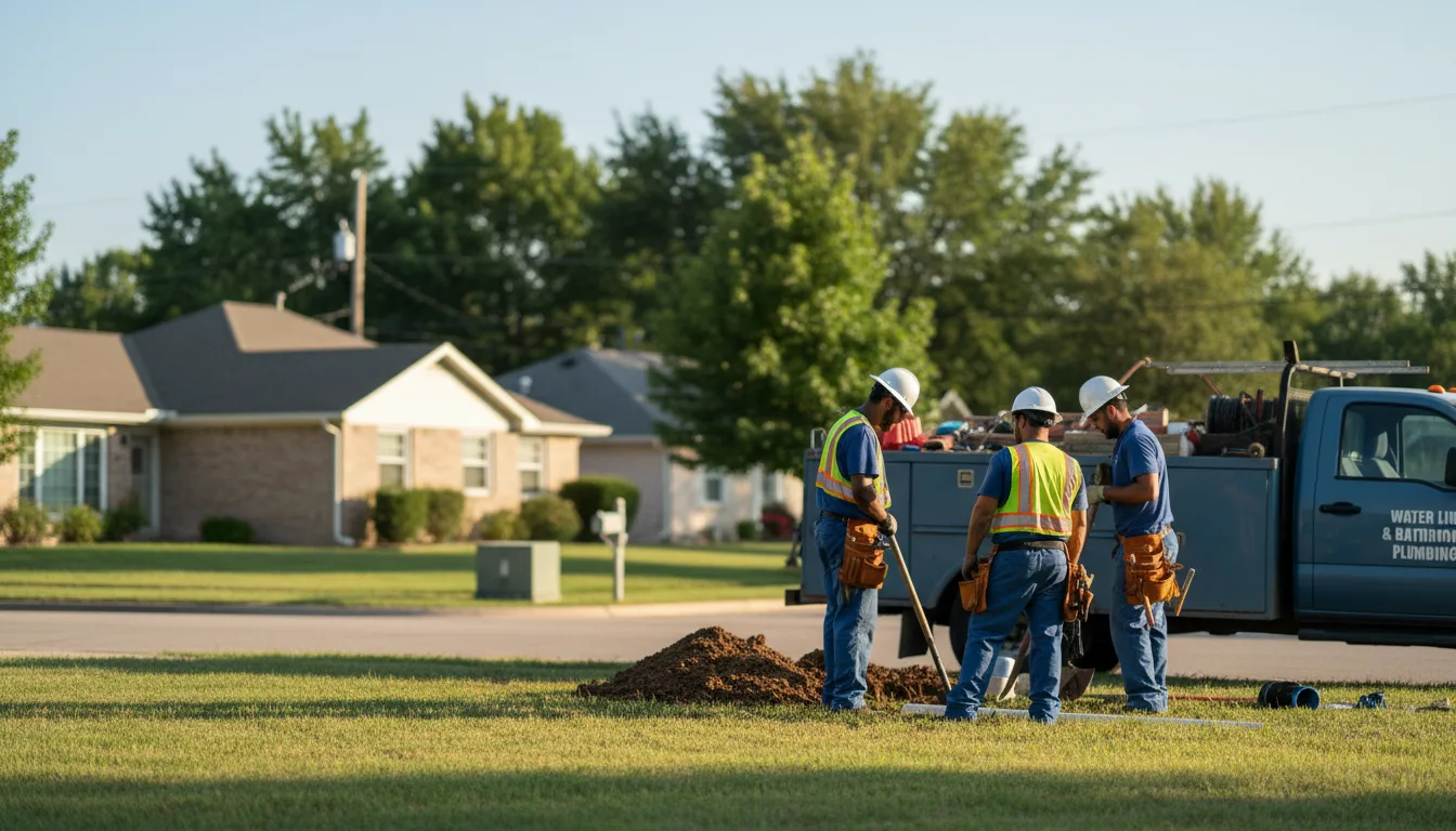 Residential water line and bathroom plumbing service in Hollis, OK